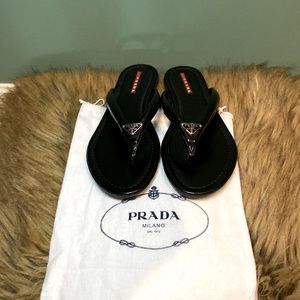 Prada black thong flipflops